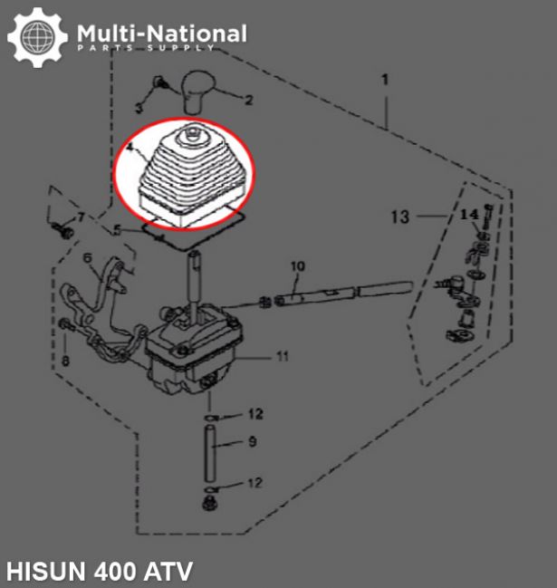 Gear Shift Boot - ATV, Hisun, 400-500cc