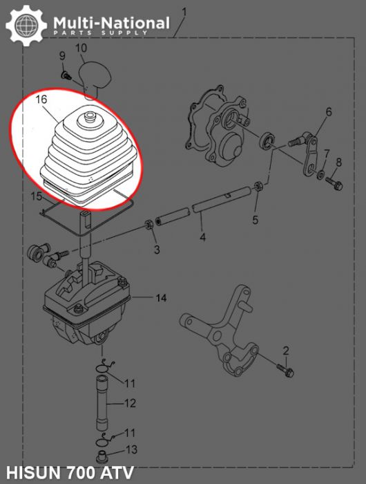 Gear Shift Boot - ATV, Hisun, 400-500cc