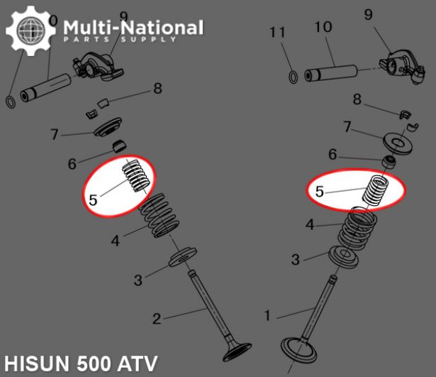 Valve Spring - Inner, ATV/UTV, Hisun, 400-500cc