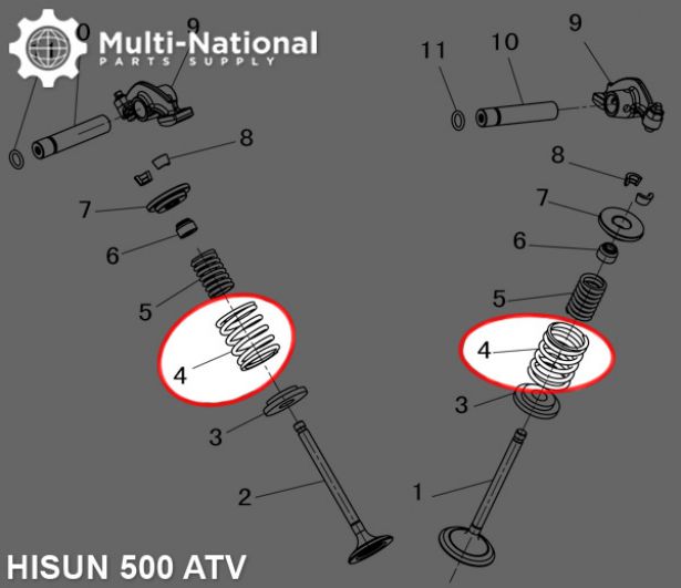 Valve Spring - Outer, Hisun, 400-500cc, ATV/UTV