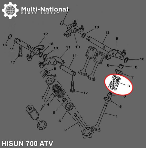 Valve Spring - Intake, ATV, Hisun, 700cc