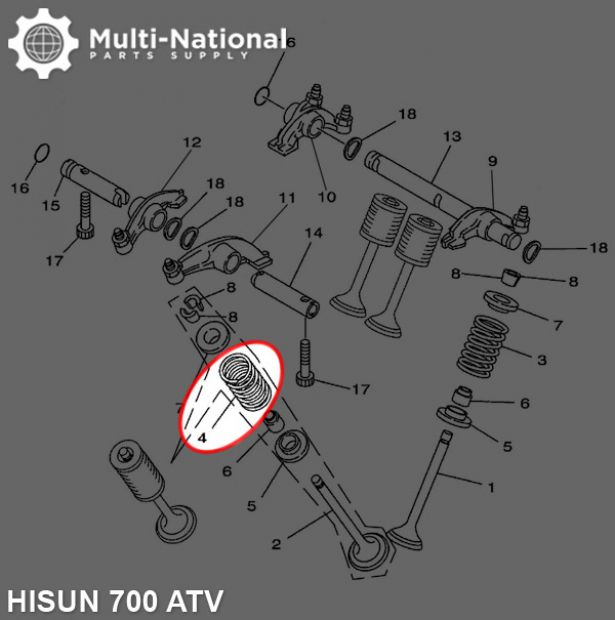 Valve Spring - Exhaust, ATV, Hisun, 700cc