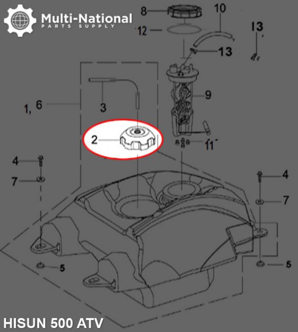 Fuel Tank Cap - ATV, Hisun, 500-800cc