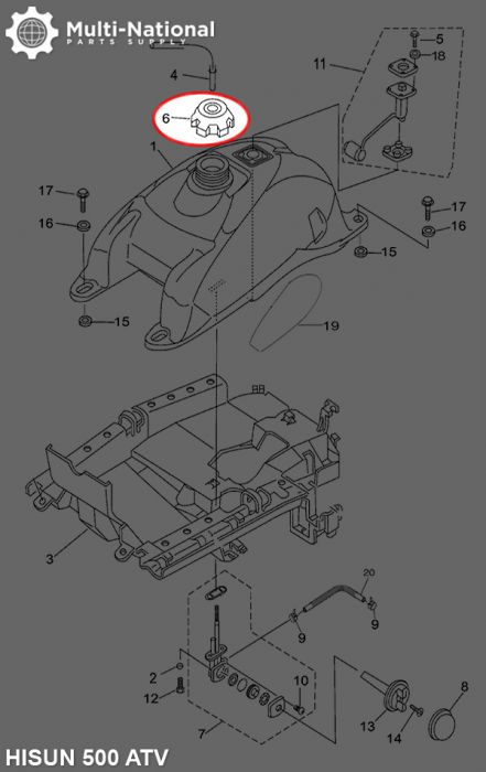 Fuel Tank Cap - ATV, Hisun, 500-800cc