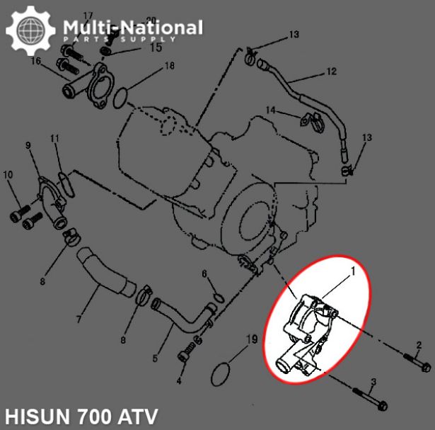 Water Pump - ATV, Hisun, 500-700cc