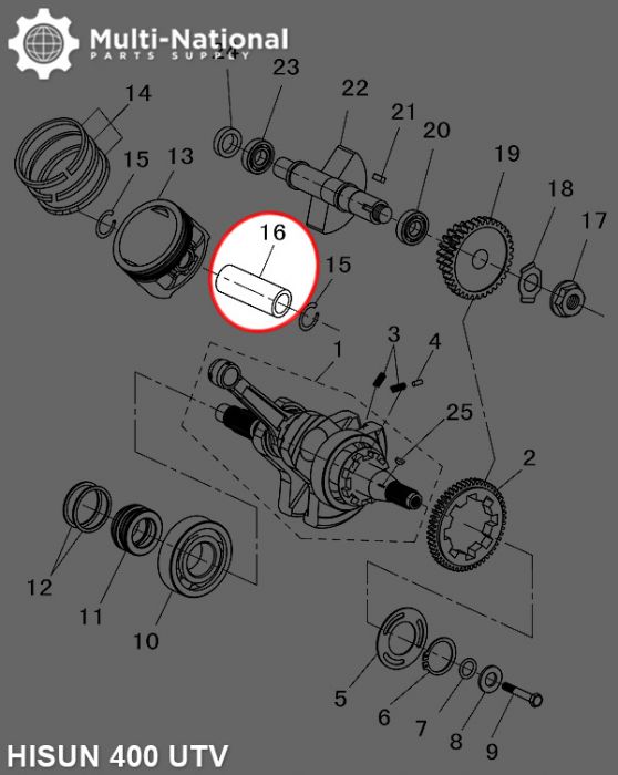 Wrist Pin - Hisun, 400-500cc, ATV/UTV