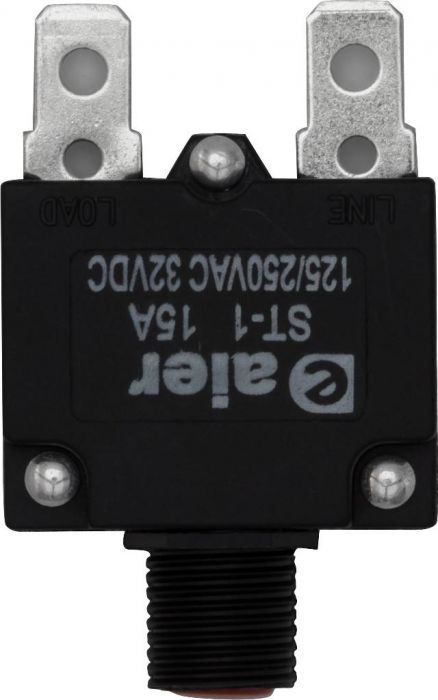 Circuit Breaker - Push Button, 15A, ST-1, 125/250VAC, 32VDC