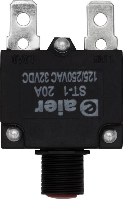 Circuit Breaker - Push Button, 20A, ST-1, 125/250VAC, 32VDC