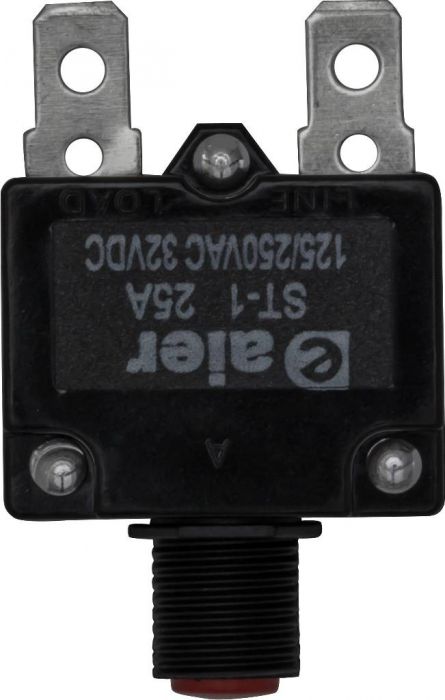 Circuit Breaker - Push Button, 25A, ST-1, 125/250VAC, 32VDC