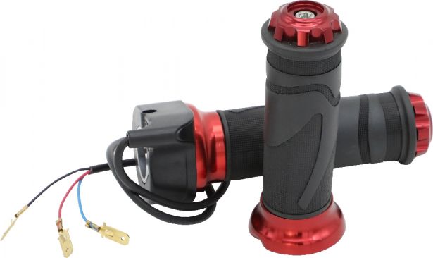 Hand Throttle - Twist Grip, Scooter, Red (Set)