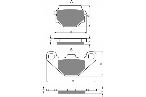 Brake Pads - FA67, FA372R, 50cc to 250cc, Dinli, ATV