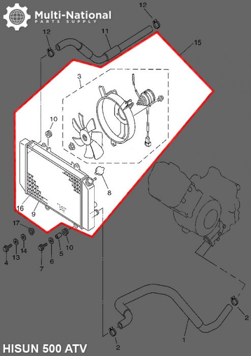 Radiator - Hisun, 500-700cc, ATV