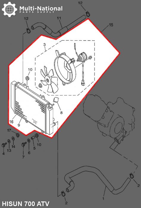 Radiator - Hisun, 500-700cc, ATV