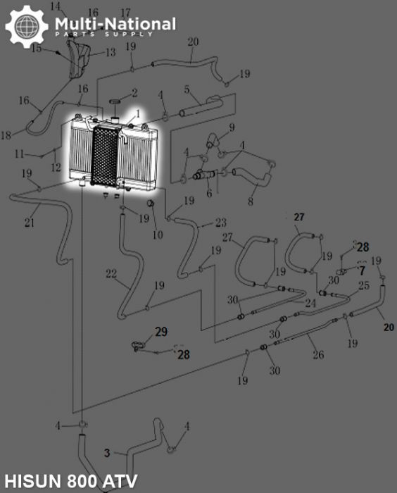 Radiator - 800cc, ATV, Hisun