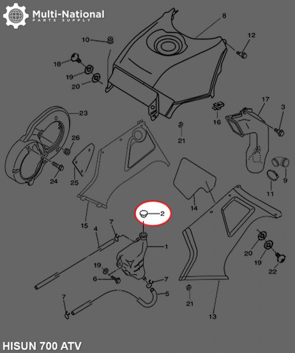 Overflow Tank Cap - 500-800cc, Hisun, ATV/UTV