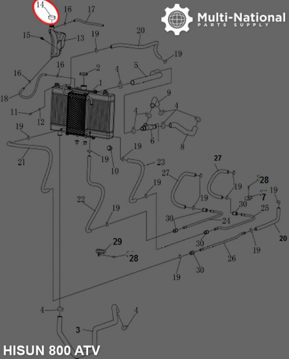 Overflow Tank Cap - 500-800cc, Hisun, ATV/UTV