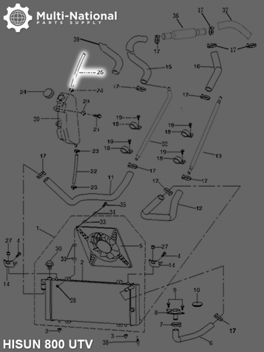 Overflow Tank Cap - 500-800cc, Hisun, ATV/UTV