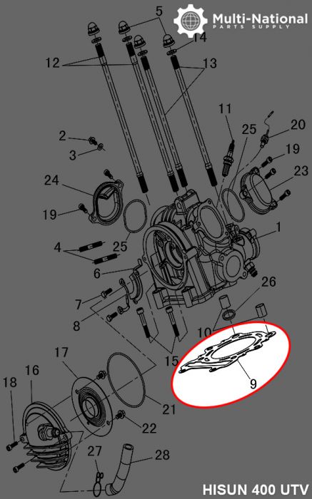 Head Gasket - Hisun, 400cc, ATV/UTV (1pc)