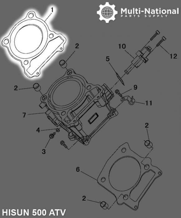 Head Gasket - ATV, Hisun, 500cc (1pc)