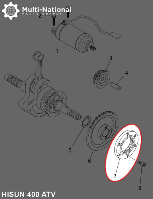 Starter Clutch - Overrunning Starter Bypass, ATV/UTV, 400cc, Hisun