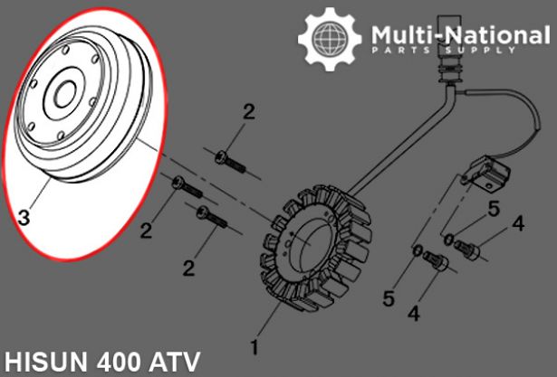 Magneto Cylinder - 400cc, Hisun, ATV