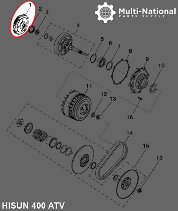 Clutch - Clutch Shoe, 24 Splines, Yamaha, Hisun, 400cc, ATV/UTV