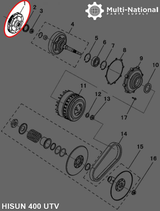 Clutch - Clutch Shoe, 24 Splines, Yamaha, Hisun, 400cc, ATV/UTV