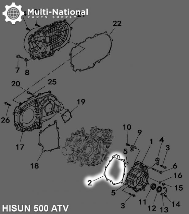 Crankcase Gasket - ATV, Hisun, 500-700cc