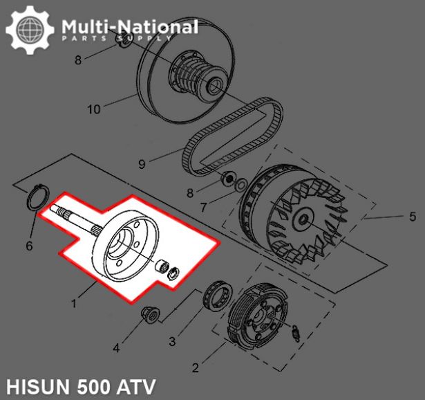 Clutch - Cover, ATV, Hisun, 500-700cc