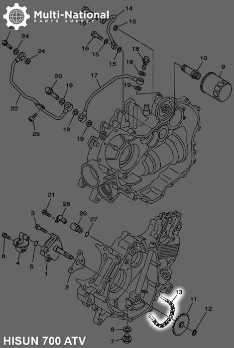 Chain - Oil Pump, 500-700cc, Hisun, ATV, 04CH-70