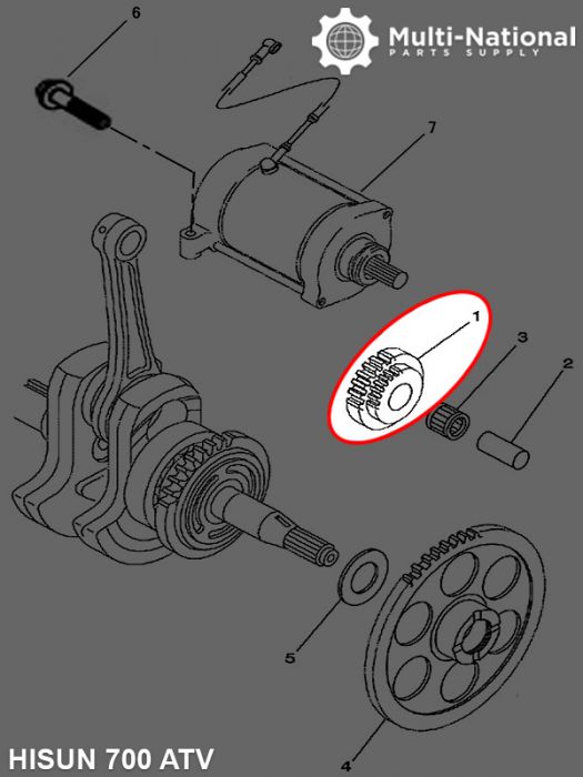 Starter Gear - Double Gear, 40T/15T, ATV, Hisun, 500-700cc