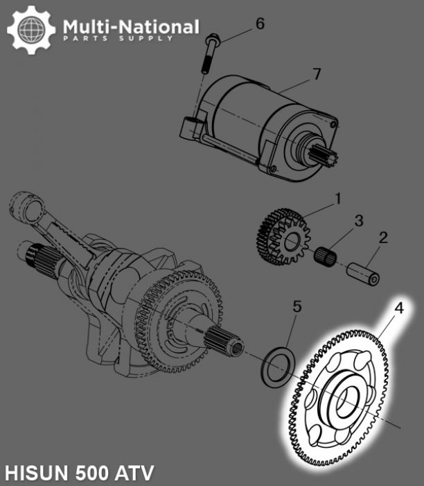 Starter Gear - Intermediate Gear, 67T, ATV, Hisun, 500-700cc