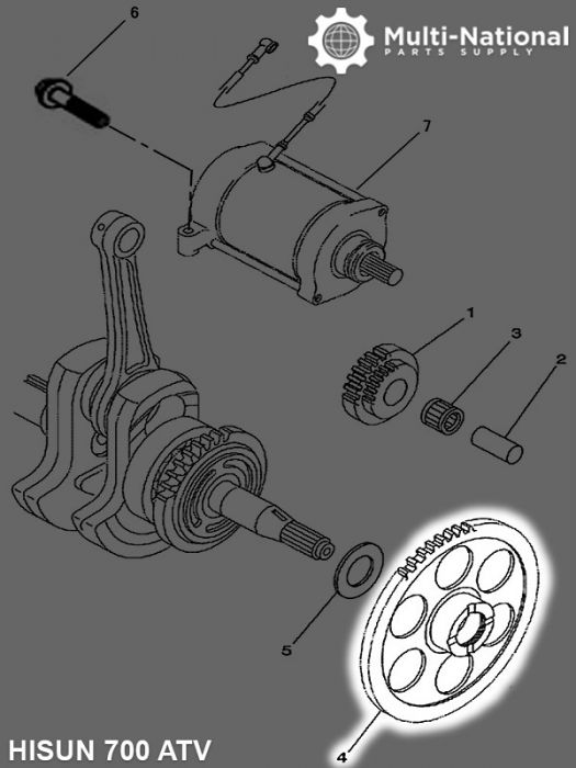 Starter Gear - Intermediate Gear, 67T, ATV, Hisun, 500-700cc