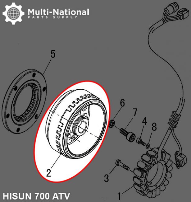 Magneto Cylinder - Hisun, 400-700cc, ATV/UTV