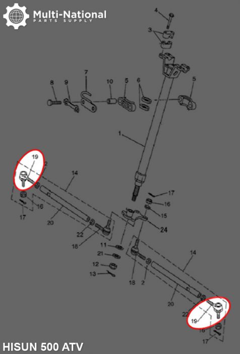 Tie Rod End - ATV, Hisun, 500-800cc