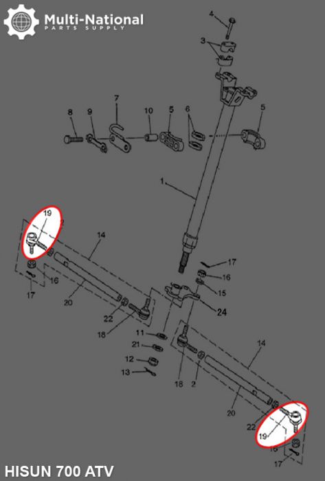 Tie Rod End - ATV, Hisun, 500-800cc