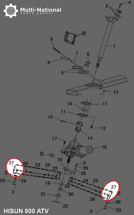 Tie Rod End - ATV, Hisun, 500-800cc