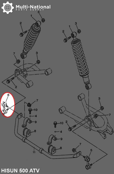 Universal Joint - Left, ATV, Hisun, 500-800cc