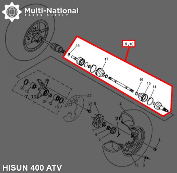 Drive Shaft - 400cc, ATV, Hisun, Left