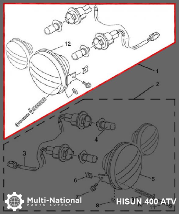 Front Light - 400cc, ATV, Hisun, Right