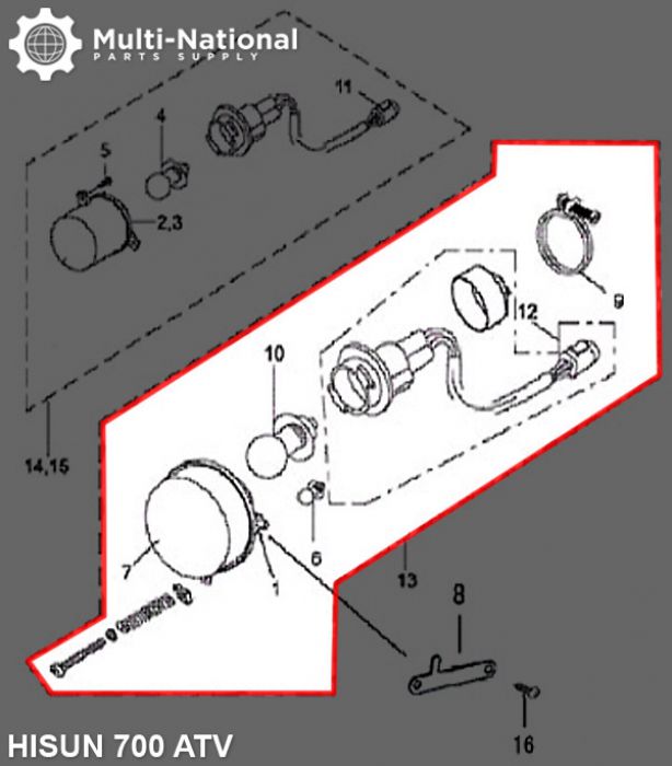 Front Light - 500-700cc, ATV, Hisun