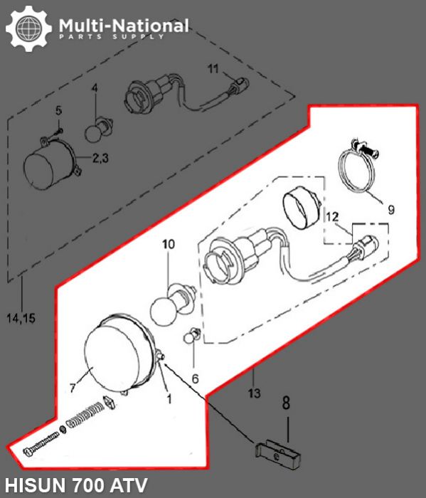 Front Light - 500-700cc, ATV, Hisun