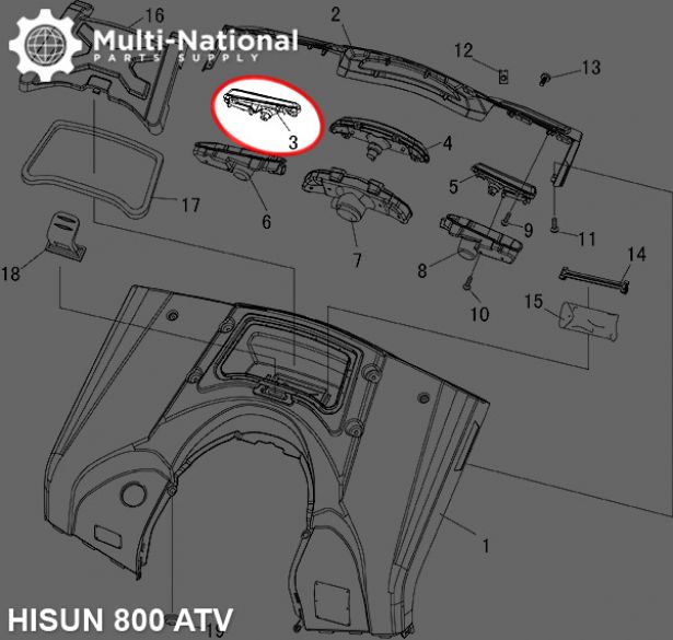 Turn Signal Light - Rear, Right , ATV, Hisun, 800cc