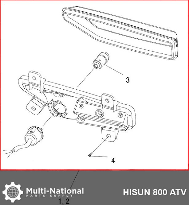 Turn Signal Light - Rear, Right , ATV, Hisun, 800cc