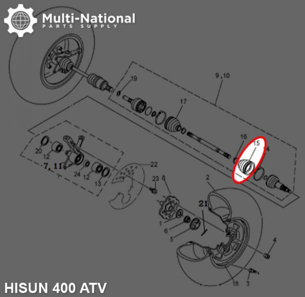 Axle Dust Cover - Outer Cover, ATV/UTV, Hisun, 400-800cc