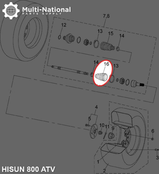 Axle Dust Cover - Outer Cover, ATV/UTV, Hisun, 400-800cc