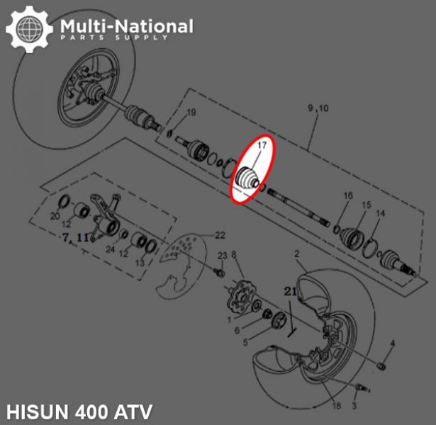 Axle Dust Cover - Outer Cover, ATV/UTV, Hisun, 400-800cc