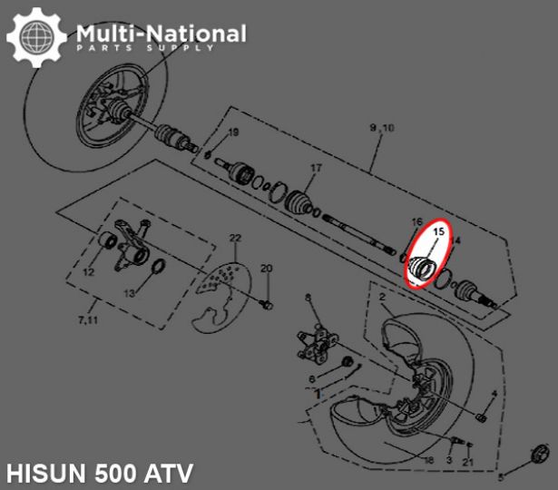 Axle Dust Cover - Outer Cover, ATV/UTV, Hisun, 400-800cc