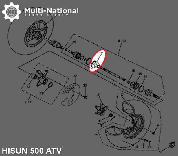 Axle Dust Cover - Outer Cover, ATV/UTV, Hisun, 400-800cc
