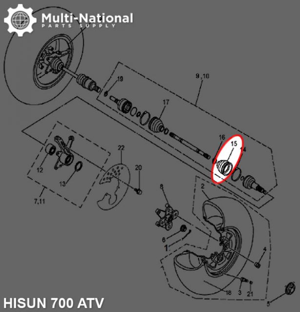 Axle Dust Cover - Outer Cover, ATV/UTV, Hisun, 400-800cc